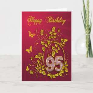 Cartão 95.º Borboletas de ouro de aniversário