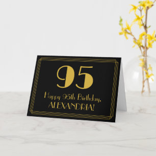 Cartão 95.o aniversário: Art Deco Inspirou "95" + Nome