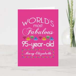 Cartão 95th Birthday Most Fabulous Colorful Gems Pink