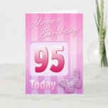 Cartão 95th Excelente-Tia feliz Mãe da avó do aniversário<br><div class="desc">Frente do cumprimento: Parabéns em seu aniversário. Verso do cumprimento: Pensamento de você com amor em seu aniversário e desejo lhe de tudo que lhe traz a felicidade & a alegria hoje e sempre.</div>