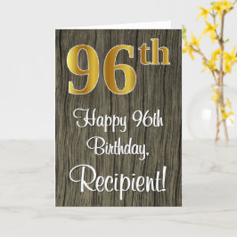 Cartão 96º aniversário: Elegante Faux Dourado Look #, Fau