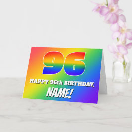 Cartão 96º Aniversário: Padrão de Arco-íris Multicolorido