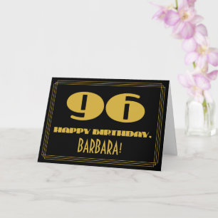 Cartão 96.o aniversário: Nome + Arte Deco Inspirado "96"