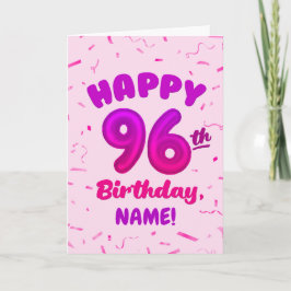 Cartão 96th Balloon Number Custom Name Birthday Card