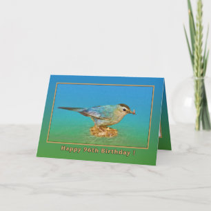 Cartão 96th Birthday Card with Catbird and Worm