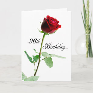 Cartão 96th Birthday Red Rose