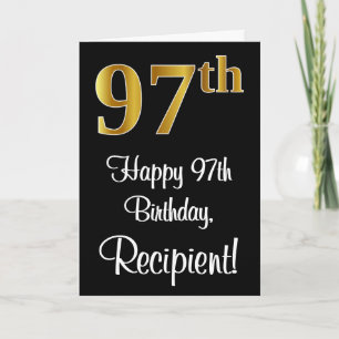 Cartão 97º aniversário ~ Legant Luxurious Faux Dourado 