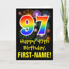 Cartão 97º aniversário: Padrão Divertido de Fogos de Arti