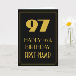 Cartão 97.º aniversário - Art Deco Inspirou "97" & Nome
