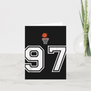 Cartão 97 Números de Estilo de Basquete Vintage Branco