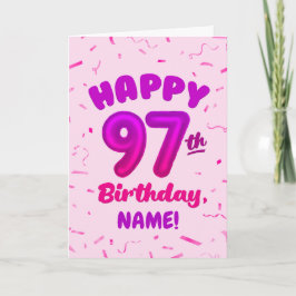 Cartão 97th Balloon Number Custom Name Birthday Card