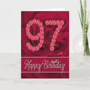 Cartão 97th birthday card with roses and leaves