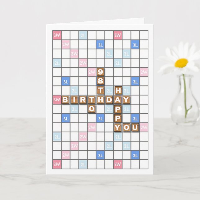 Cartão 98º aniversário, Conselho de jogos do Word (Planta pequena)