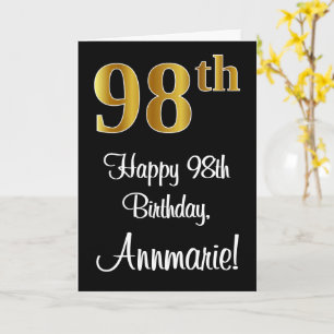 Cartão 98º aniversário ~ Legant Luxurious Faux Dourado