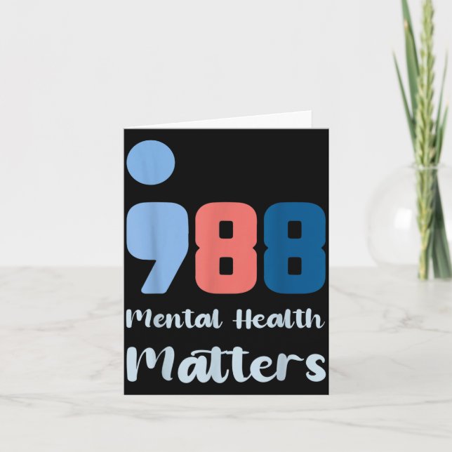 Cartão 988 Mental Health S Suicide Prevention Awareness  (Frente)