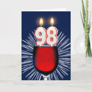 Cartão 98.º aniversário com vinho e velas