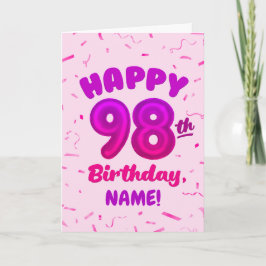 Cartão 98th Balloon Number Custom Name Birthday Card