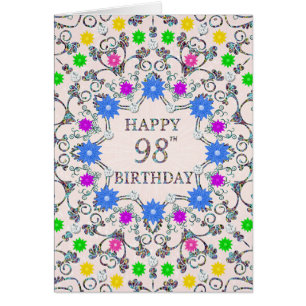 Cartão 98th Birthday Abstract Flowers