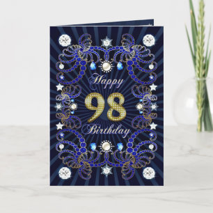 Cartão 98th birthday card with masses of jewels