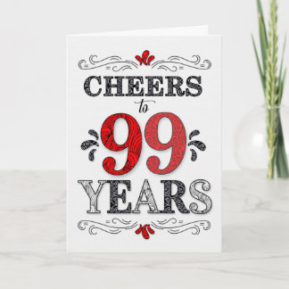Cartão 99º Aniversário da Saúde no Padrão Negro Branco Ve