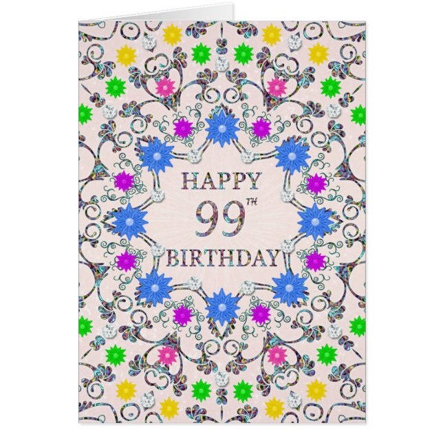 Cartão 99º Aniversário de Abstrato  (Frente)