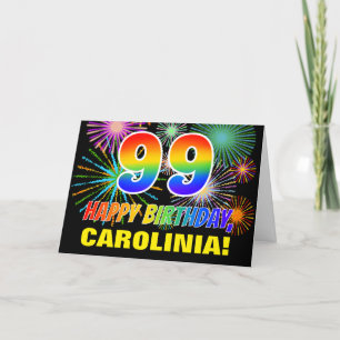 Cartão 99º aniversário: Negrito, Divertido, Fogos de arti
