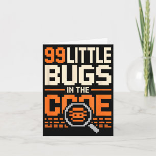 Cartão 99 pequenos bugs no código, divertida frase de pro