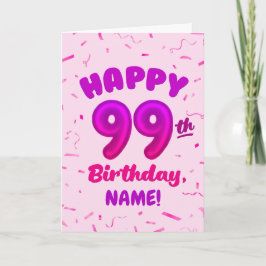 Cartão 99th Balloon Number Custom Name Birthday Card
