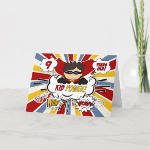 Cartão 9.º aniversário do livro de histórias em quadrinho