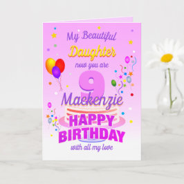 Cartão 9.º PINK de aniversário
