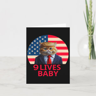 Cartão 9 Vidas Bebê Gato Trump 2024 Vencer Vitória Venced