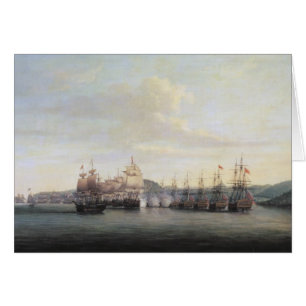 Cartão A ação de Barrington no papai noel Lucia, 1778