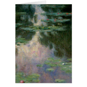 Cartão A ÁGUA ESTÁ EM PINK VERDE POND, por Claude Monet