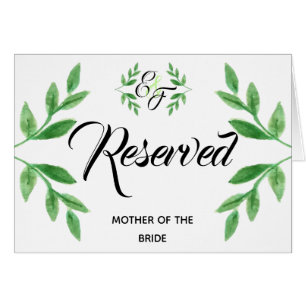 Cartão A aguarela verde sae de Seat reservado que Wedding