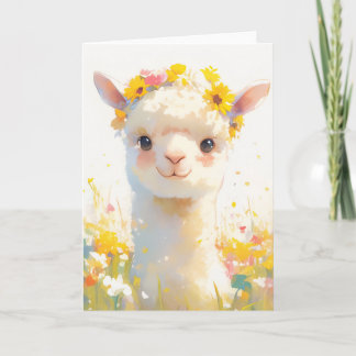 Cartão A Alpaca Coroada de Flores
