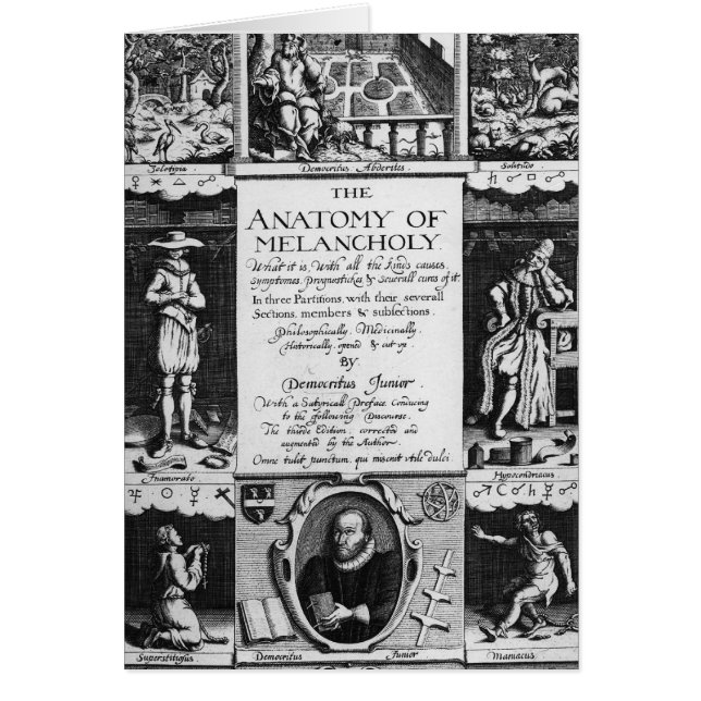 Cartão A anatomia da melancolia (Frente)