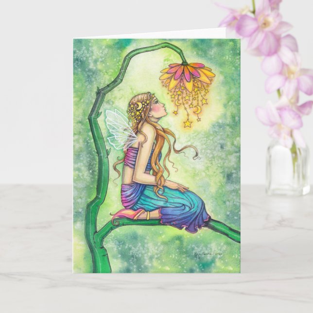Cartão A Arte da Fada das Flores em Aquarela Sonhadora (Orquídea)