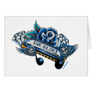 Cartão A arte do flash da harmônica dos azuis