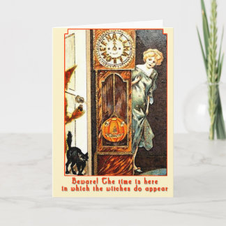 Cartão A arte Witching do Dia das Bruxas do vintage da
