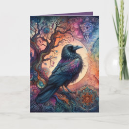 Cartão A Árvore Crow da Vida Mandala Pagan