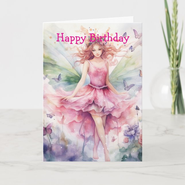 Cartão A Beautiful Spring Fairy Birthday (Frente)