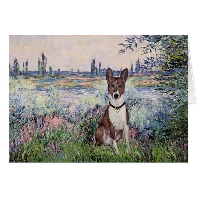 Cartão À Beira do Sena - Basenji (Frente Horizontal)
