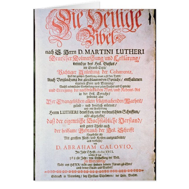 Cartão A Bíblia Sagrada, Vol. I., 1681 (Frente)
