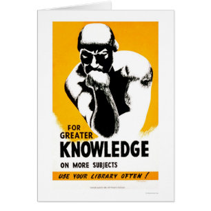 Cartão A biblioteca é conhecimento WPA 1940