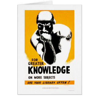 Cartão A biblioteca é conhecimento WPA 1940