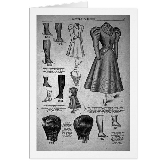 Cartão A Bicicleta Fashions1897 da senhora - vintage (Frente)