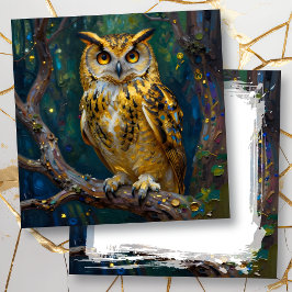 Cartão A Blue and Gold Owl Blank