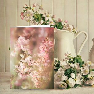 Cartão A Blur Of Pink Weeping Willow Greeting Card