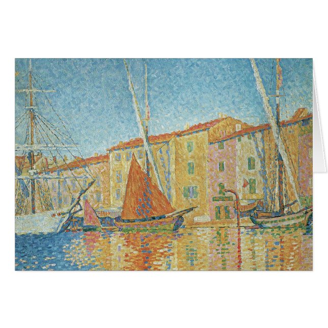 Cartão A boia vermelha de Paul Signac, Pointilismo da Vin (Frente Horizontal)
