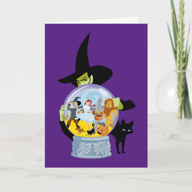 Cartão A Bola de Cristal da Bruxa Má no Halloween (Frente)